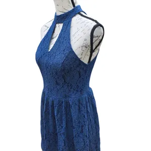 Altar'd State -798‎ Blue Lace Halter Mini Dress Cocktail Date Night Size Medium thumbnail 2