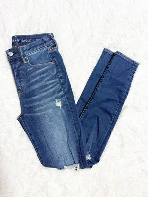 American Eagle Luxe Super High Rise Jegging Jeans Size 4 Long Distressed thumbnail 8