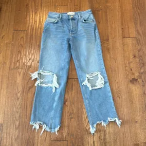 Free People We The Free Maggie mid rise straight crop distressed knee Jeans 25 thumbnail 4