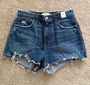 Abercrombie and fitch blue distress Raw Hem Distressed Denim Shorts 30(10) NWT thumbnail 1