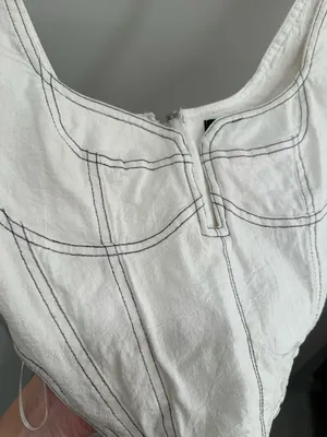 White Corset Crop Top Calypso Boutique Size Medium thumbnail 4