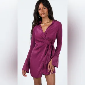 Princess‎ Polly Jewel Tone Burgundy Diddam Long Sleeve Mini Dress Sz 2 thumbnail 2