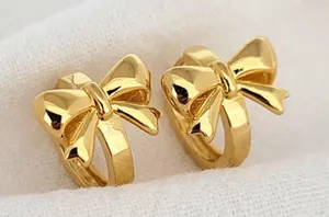 Mini Bow Chunky Gold Hoops thumbnail 3