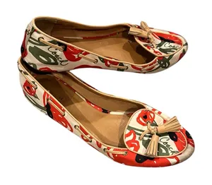Coach Malika Floral Tassel Satin Loafer Red, Green, Cream Black Shoes 8.5 thumbnail 1
