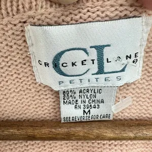 Cricket Lane Petites Vintage Pink‎ Peach Knit Vest Embellished Floral Grannycore thumbnail 3