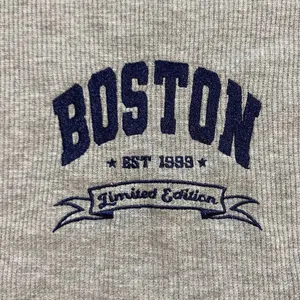 Orange Kiss Boston Ribbed Baby Tee Gray Short Sleeve Fitted Top Size L thumbnail 8