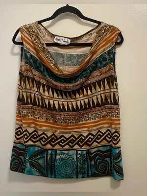 Ronni Nicole Vintage USA Womens Tank Top XL 46” Aztec Southwest Tribal Cowl Neck thumbnail 1
