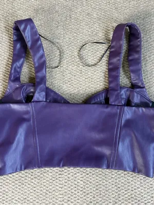 NWOT Zara Faux Leather Corset / Bra Top Plum Size Medium thumbnail 8