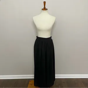 Vintage Clio Pants Wide Leg Palazzo Culottes Cropped Elastic Waist Lined Black thumbnail 2