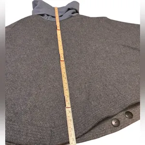 Synergy Organic Clothing Gray 100% Wool Cape Poncho Funnel Neck Small Minimalist thumbnail 10