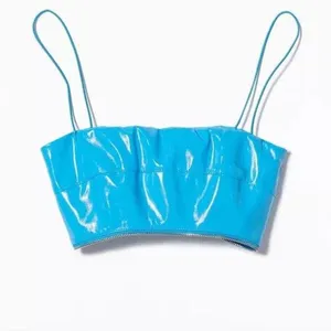 I.AM.GIA Isla blue vinyl top with zipper detailing size medium thumbnail 4