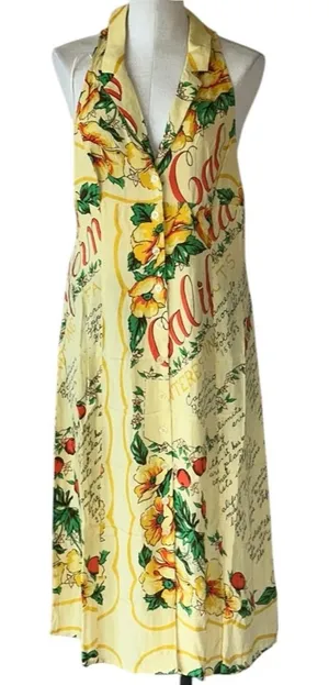 NWOT Urban Outfitters Floral Yellow Newspaper Print Shirt Dress thumbnail 1