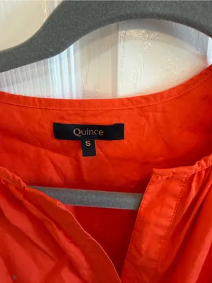 Quince 100% Organic Cotton Poplin Tiered Maxi Dress Vermillion Red Size Small thumbnail 3