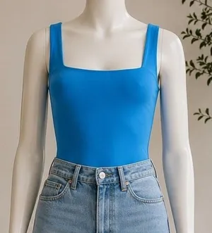 Aritzia Womens Bodysuit Contour Squareneck Thong Blue S thumbnail 1