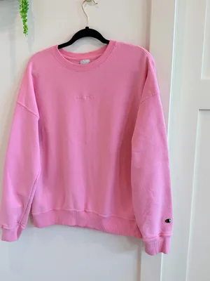 Champion Bubblegum Pink Embroidered Middle Logo Crewneck Sweatshirt thumbnail 2