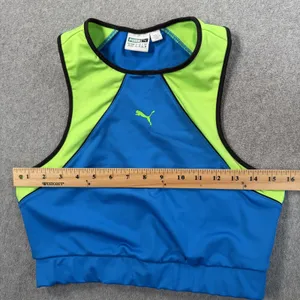 PUMA Women's XL Activewear Crop Top Blue Neon Green Racerback Athletic Workout thumbnail 5