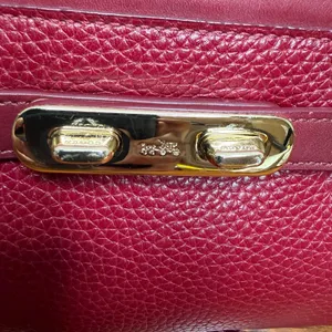 Coach Pebbled Leather Convertible Crossbody - Burgundy with Gold Hardware thumbnail 2