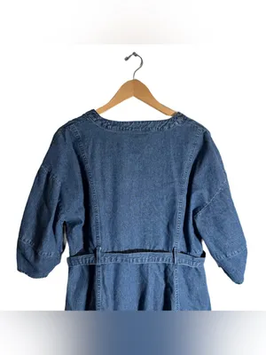 Mustard Seed Denim Wrap Dress Women's Large Mini Dress Distressed Western Boho thumbnail 5