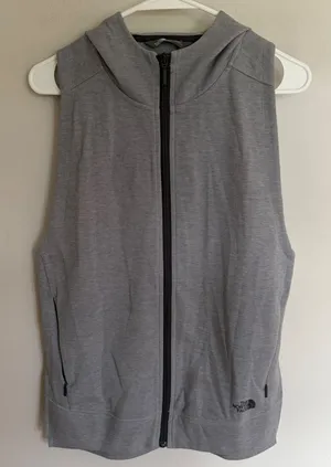 The North Face Womens Heather Grey Sleeveless Full Zip Hoodie Vest Size M‎ thumbnail 1