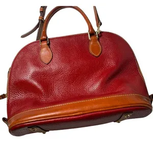 Dooney & Bourke Medium Red Leather Domed Satchel Bag Purse Shoulder Top Handle thumbnail 5