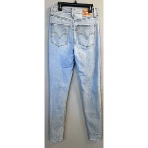 Levi's Mile High Super Skinny Jeans Size 27 Waist Light Wash Blue Stretch‎ Denim thumbnail 2