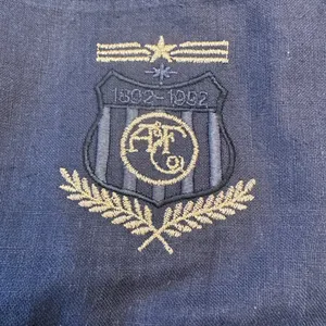 Vintage Abercrombie &‎ Fitch Y2K Linen Blend Womens Sz L Navy Blazer Crest USA thumbnail 3