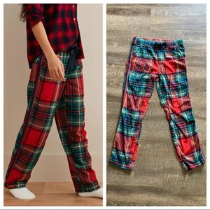 Aerie Pajama Pants Plaid Cotton Lounge Sleep Red Green Blue thumbnail 3