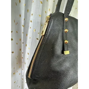 Juicy Couture Black Cow Hide Leather Orange Grove Winged Convertible Tote thumbnail 5