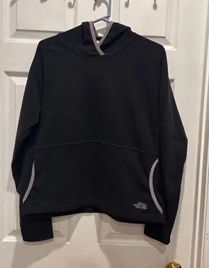 VTG The North Face Womens Fleece Hoodie Pullover Black L‎ Kangaroo Pocket Gorp thumbnail 1