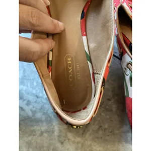 Coach Malika Poppy Floral Satin Tassel Ballet Flats Red White Green 7.5B Q1778 thumbnail 2