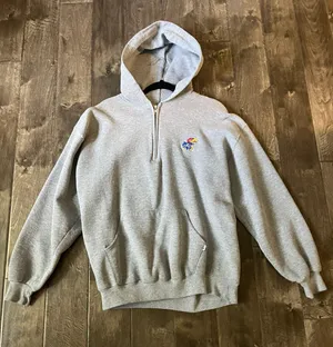 KU Quarter Zip Hoodie Gray Size L thumbnail 1