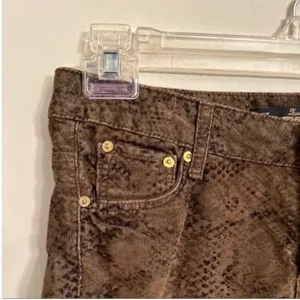Women’s Zara Brown Black Animal Snake Print Corduroy Pants Jeans Size 2 thumbnail 7
