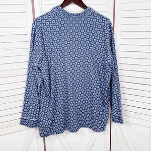 Victorias Secret Snowflakes Flannel Button Up Pajama Top Shirt Blue XL‎ thumbnail 8