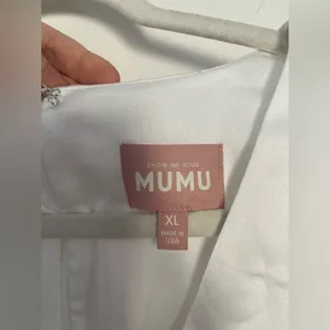 Show Me Your Mumu Rome Twist Gown size XL ivory white luxe satin short sleeve thumbnail 5