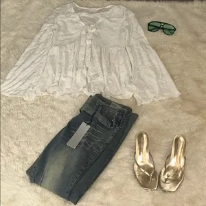 White Lace Longsleeve Top With Bell Sleeves 70s thumbnail 7