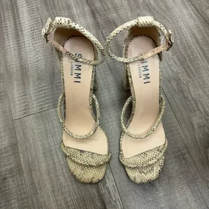 Simmi London Myra Snake Block Heeled Sandals in Beige Snake Size 7 thumbnail 4