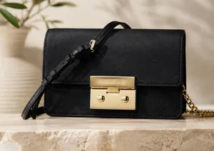 Michael Kors Black Crossbody with Gold-Tone Push Lock thumbnail 1