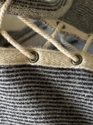 Free People grey and blue striped flowy long sleeve top thumbnail 7