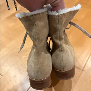 Talbots vintage suede lace up booties sz 6.5 beige thumbnail 4