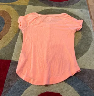 Hollister Y2K Style Orange Peach Short Sleeve Henley T Shirt Burnout Material S thumbnail 6