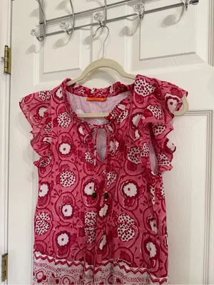 Oliphant Tuckernuck Jaipur Pink Rose Ruffle Bohemian Boho Maxi Dress Flowy thumbnail 6