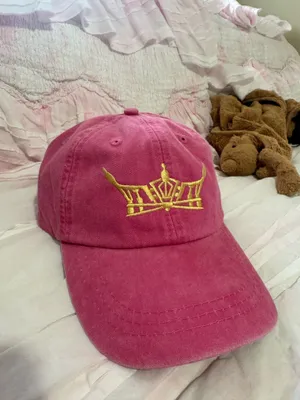 Pink Baseball Cap with Yellow Crown Embroidery thumbnail 2