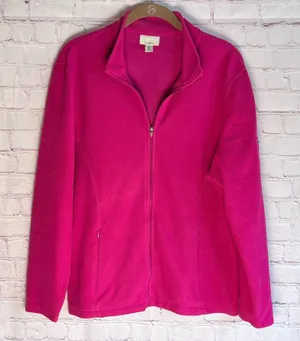 L.L.‎ Bean Women's Bright Pink Fleece Zip Up Jacket Size XL thumbnail 1