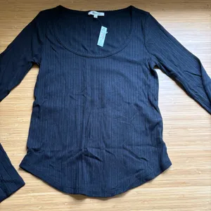Madewell Small Black Pointelle Long Sleeve Scoopneck Knit Tee NS575 Lightweight thumbnail 3
