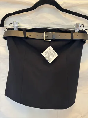 Zara Black Tailored Crop Top with Wide Buckle Belt thumbnail 3