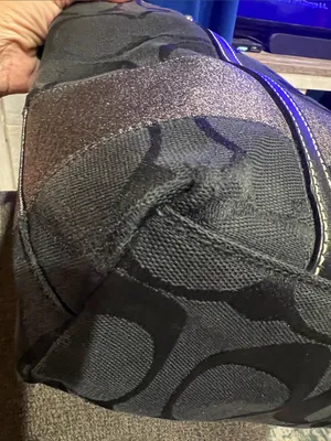 Coach Signature Stripe Tote Bag black jacquard fabric silver metallic stripe thumbnail 9