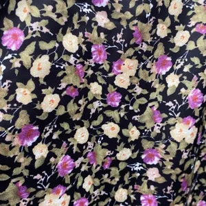 Pomelo Floral Puff Sleeve Mini Dress Black‎ Purple Square Neck Smocked Back M thumbnail 4