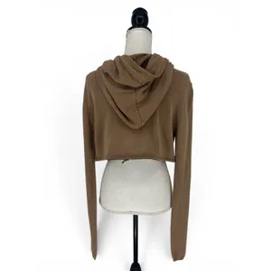 Elaine Kim Convertible Hooded Cardigan Sweater Zip Hem Cotton‎ Size P thumbnail 14