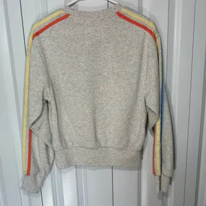 Quiet Storm Sweatshirt Womens Small Grey Multi Color Stripe Crew Neck‎ Fleece thumbnail 2