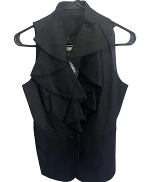 Anthropologie Tabitha Womens Ruffled‎ Black Sleeveless Vest Size 4 thumbnail 1